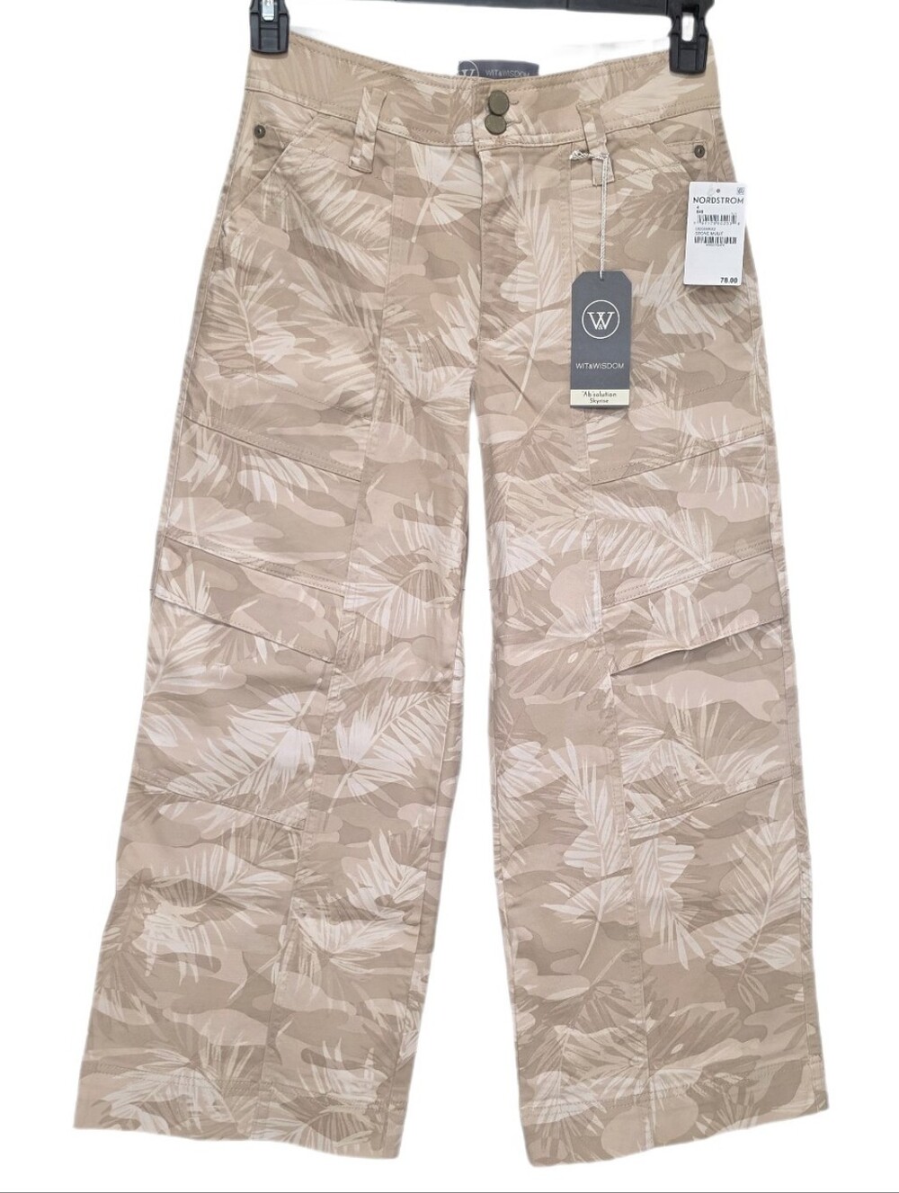 Wit & Wisdom Camo Print Utility Cropped Wide Leg Pants Skyrise Ab Solution 4